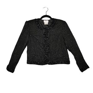 Vintage Sténay Silk Beaded Sequin Jacket Black Elegant Party‎ Formal Small
